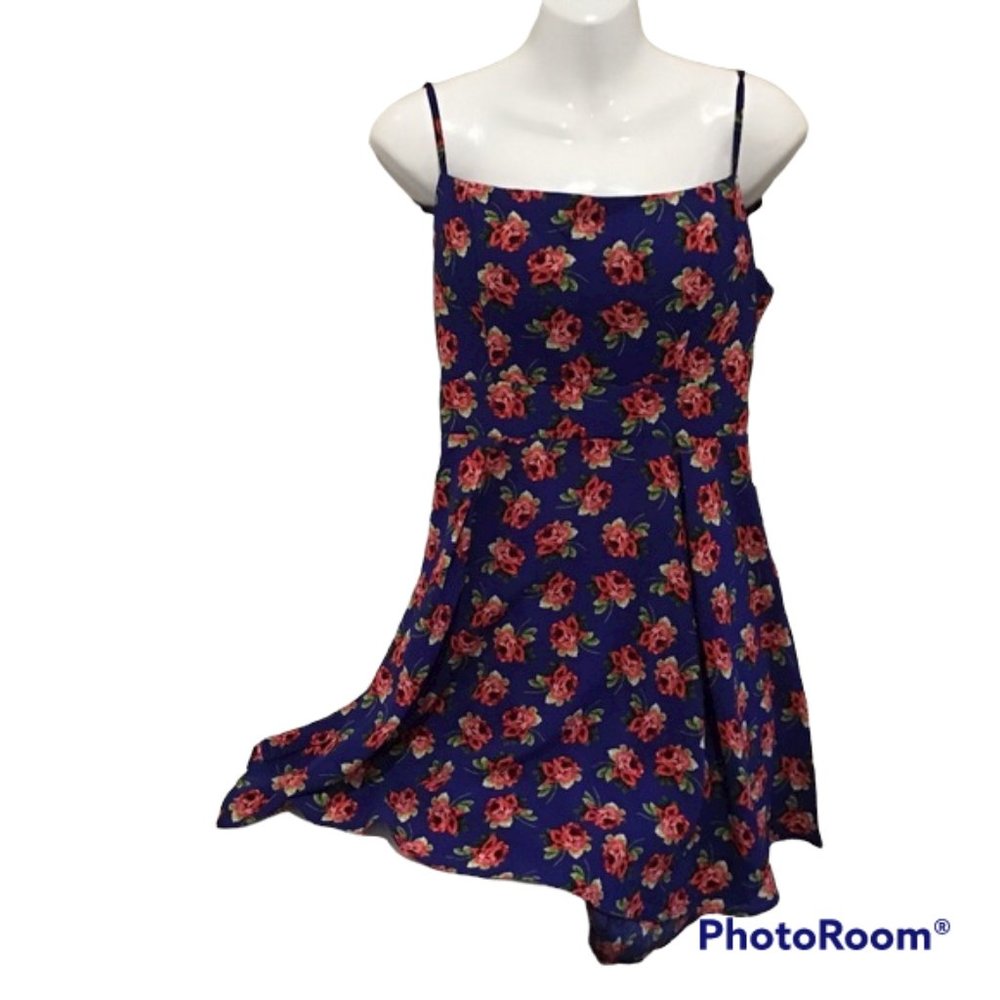 Dress Junior’s 13-14 Blue Red Floral NWT $59